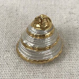 Authentic Vintage Gilt Seashell Pendant Gold Plated Shimmery White Shell