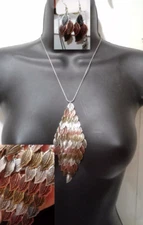 Tri Tone Multi Color Silver Gold Rose Gold Metal Leaf Petal Vine Necklace Chain