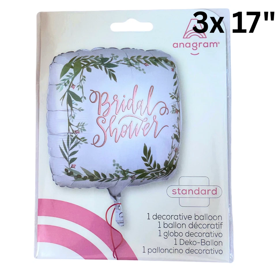 Love and Leaves Bridal Shower Balloons 3 Pack 17 Inch Foil Wedding Party Decor - Image 3 of 3