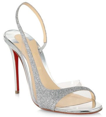 silver glitter louboutin heels