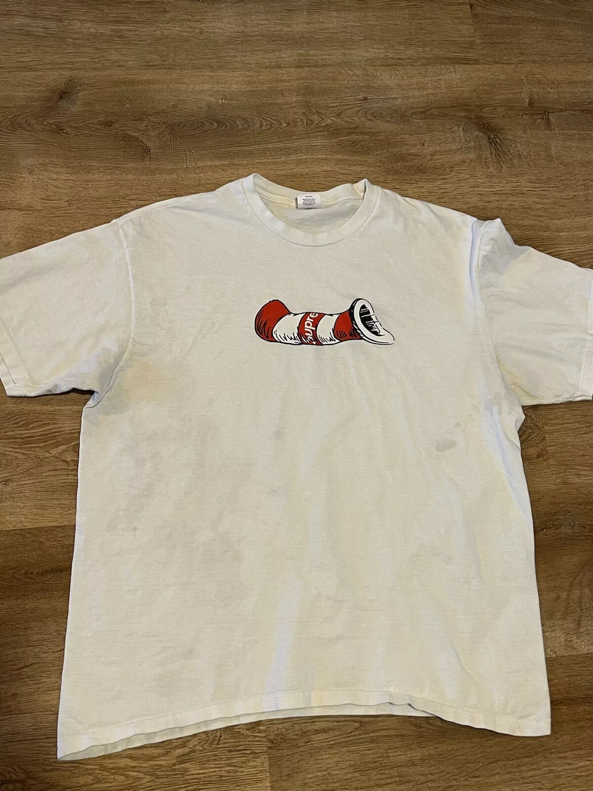 Tee shirt Supreme Cat in the Hat (blanc) FW18   XL, occasion