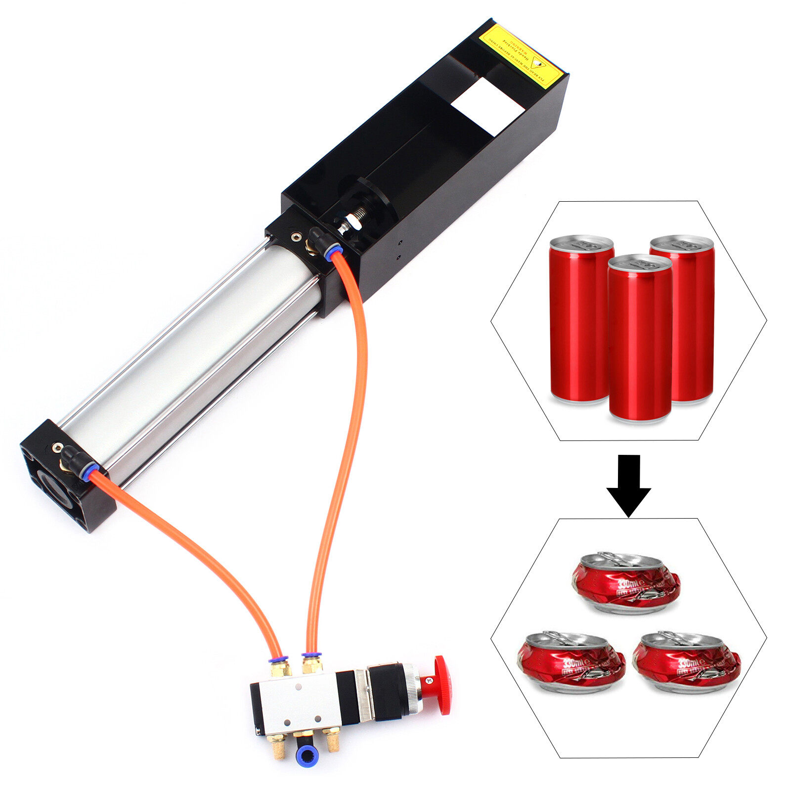 Pneumatic cylinder can crusher Air powered table top Aluminum can