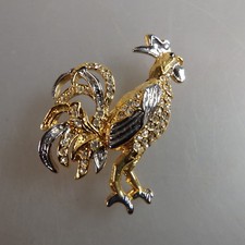 Neugablonz Brosche Hahn Swarovski Elements (49133)