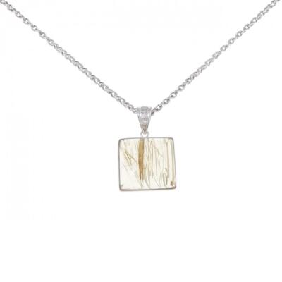 Authentic K18WG Rutilequartz Necklace 18.98CT #260-006-898