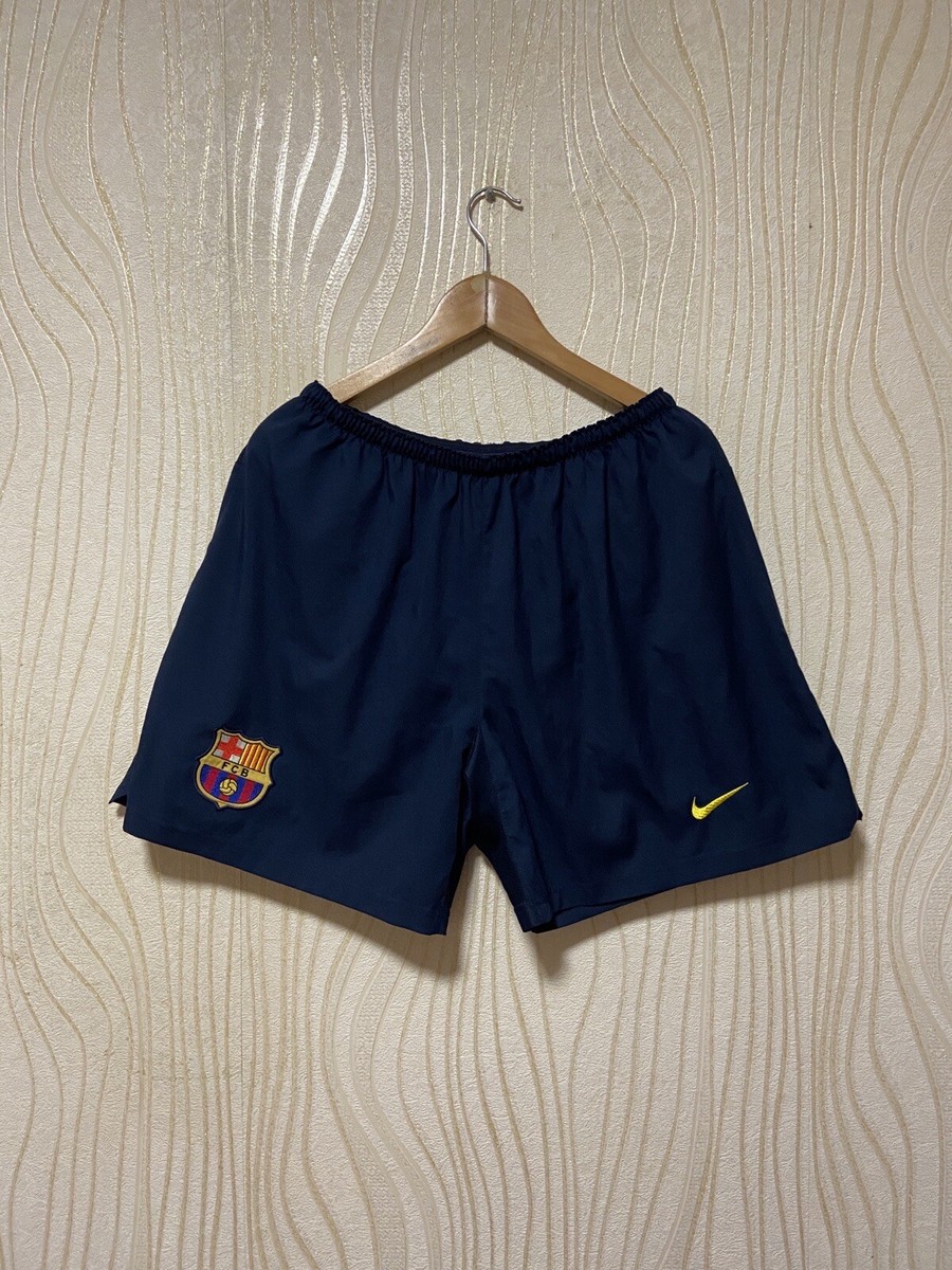 BARCELONA 2004 2005 AWAY FOOTBALL SOCCER SHORTS NIKE sz L MEN NAVY