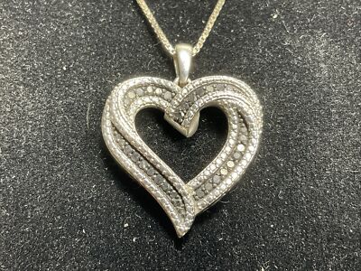 Sterling silver pendant necklace 925 Italy With White Stone 16 Inch