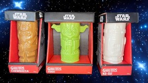 3 Geeki Tikis Star Wars Ceramic Mugs Chewbacca, Yoda, R2-D2—2015 versions in box