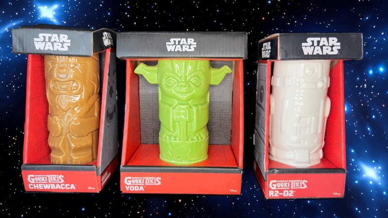 3 Geeki Tikis Star Wars Ceramic Mugs Chewbacca, Yoda, R2-D2—2015 versions in box