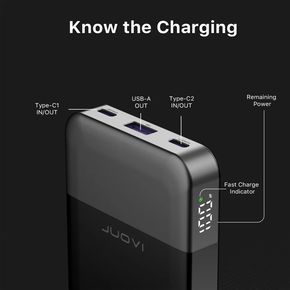 Power Bank 10000 мАч 35 Вт портативный быстрая зарядка внешний аккумулятор для сотового телефона - Изображение 3 из 4