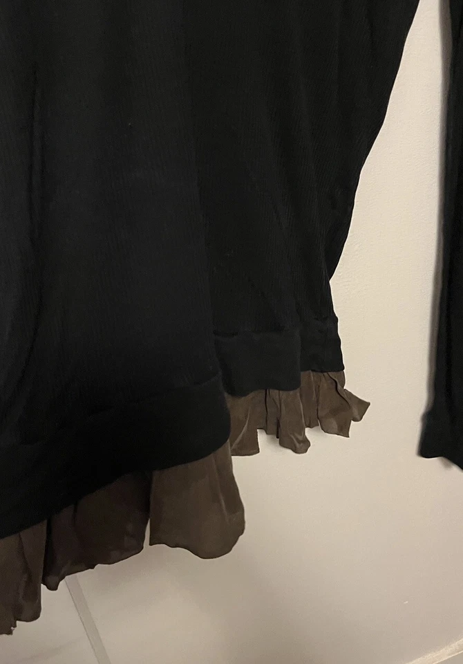 Clu Women’s Medium Rayon Lightweight Semi Sheer Long Sleeve Top Ruffle Bottom - Image 3 of 4