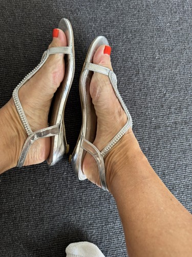 Obsessed Silver Flat Shoes Sandals - Picture 2 of 6
