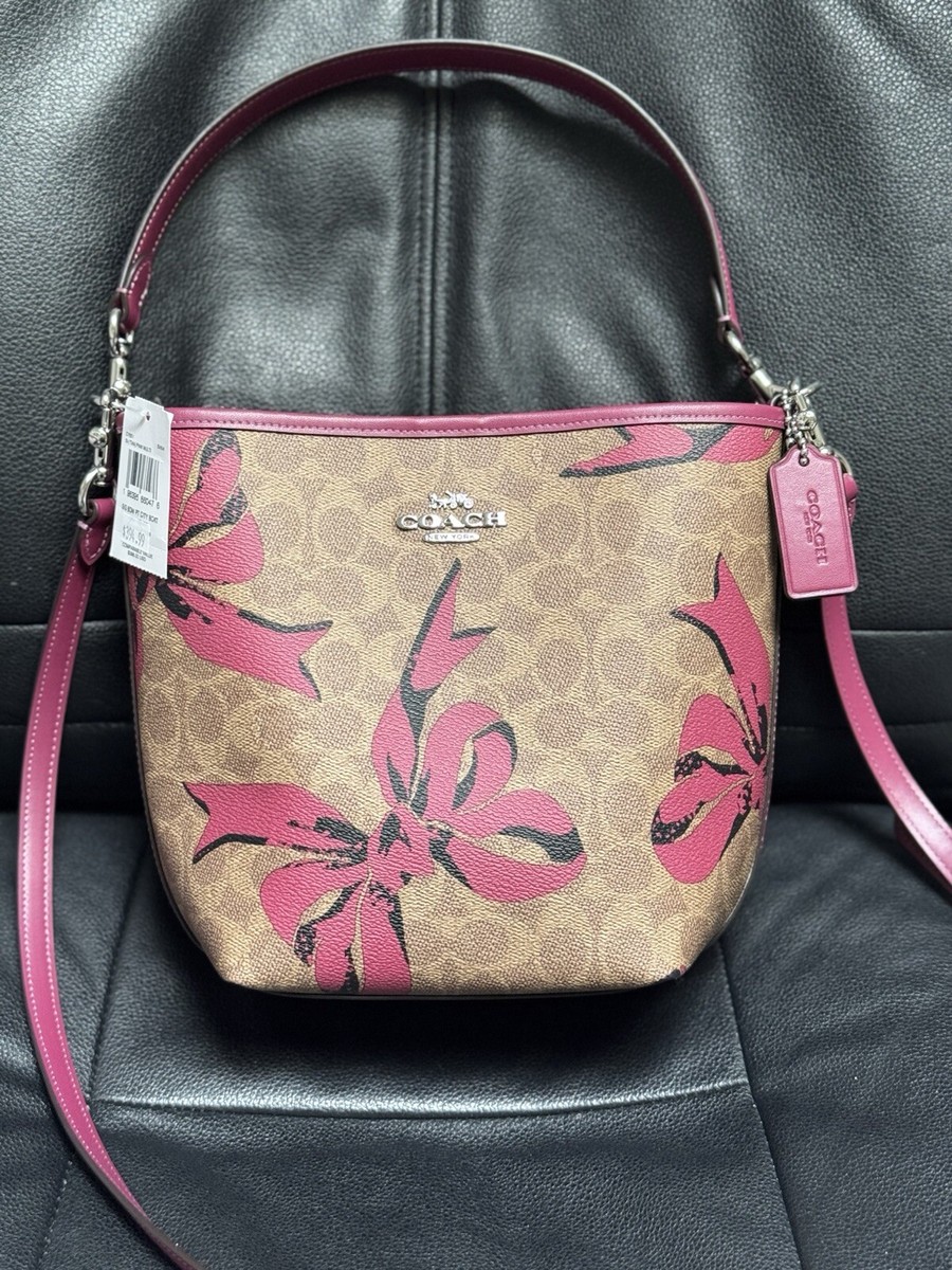 Coach City Bucket Bag In Signature Canvas With Bow Print CY651