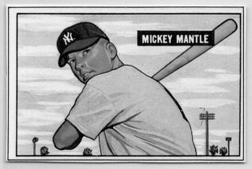 1988 BCM "1951 Bowman" #253, MICKEY MANTLE RC Rookie, New York Yankees, HOF