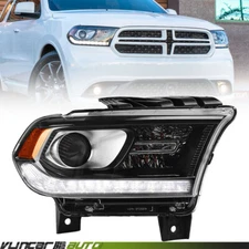 Passenger For 2014-2020 Dodge Durango Black Halogen LED DRL Headlight Lamp Side