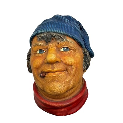 Vintage Legend Products ''Fisherman'' Chalkware Head Signed F Wright England 1984