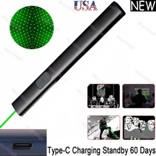 10 Miles 532 nm Green Laser Pointer Pen USB Charging Visible Beam Lazer Light US