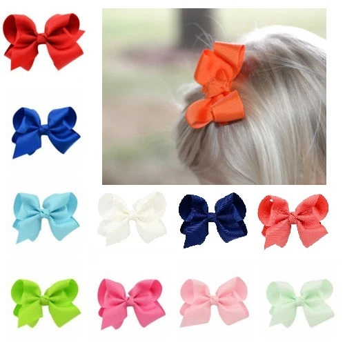 3 INCH BIG BOWS BOUTIQUE HAIR CLIP PIN ALLIGATOR CLIPS GROSGRAIN RIBBON BOW GIRL