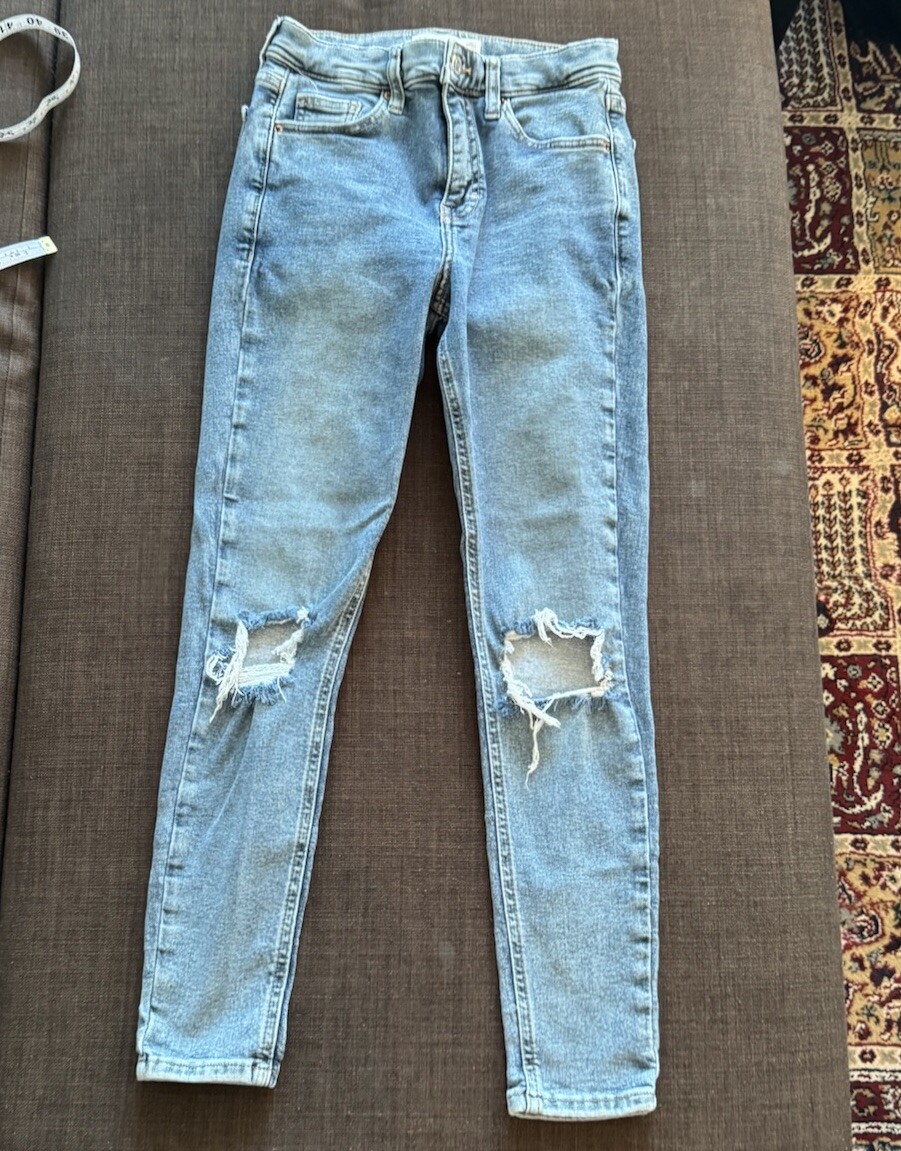 Topshop Petite Slim Mom Jeans W26 Prince Wash High Waist Busted