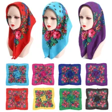 Ethnic Russian Scarf Floral Square Handkerchief Hijab Headscarf Ukraine Sha ❥