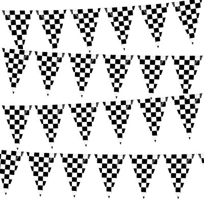 100 Ft Pennant Banner Checkered Racing Flag Triangle Flag F1 Double Sided Rac...