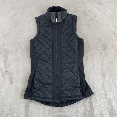 Athleta Rock Springs Quilted Vest Women XS Black Reflective Full Zip Active 