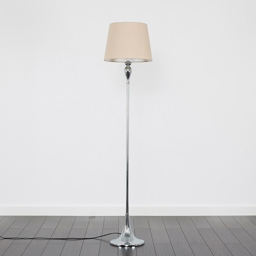 Tall Standard Floor Lamp Living Room Standing Light Chrome Tapered Fabric Shade - Picture 11 of 67