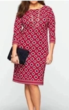 Talbot's  Dress Geometric Print Red, Black & White Small Wedding Cocktail 