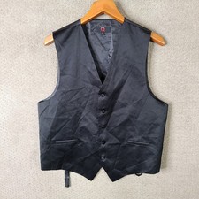 Brand Q Vest Mens Small Black Regular Fit Formal Satin Polyester Prom Wedding