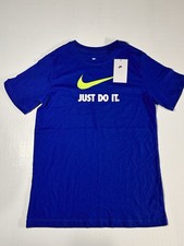 Nike Just Do It Blue Crew Neck Shirt Size XL 100 Cotton Short Sleeve YOUTH NWT