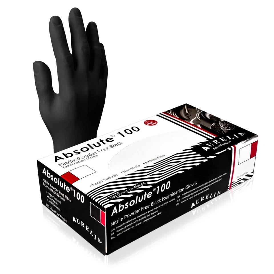 Guantes de nitrilo negros extra pequeños 1000 XS de 3,2 mil examen desechables sin látex 5 Bx Foto 2 de 4