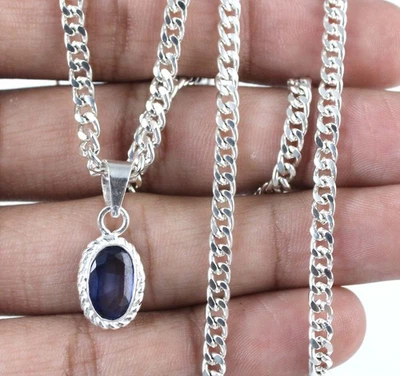 Natürlich Blauer Saphir 4.55 CT / 9 MM Oval Edelstein Zertifiziert Anhänger Gift - Bild 1 von 4