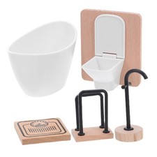 Miniature Dollhouse Bathroom Set: 1:12 Scale Realistic Furniture Toilet Batht...