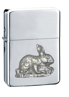 #ad Z60 Rabbit Pewter on flip top petrol lighter windproof silver GBP 14.95