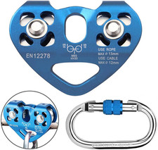 Climbing Zip Line Pulley 30KN Double Tandem Speed Dual Trolley with 25Kn Carabin