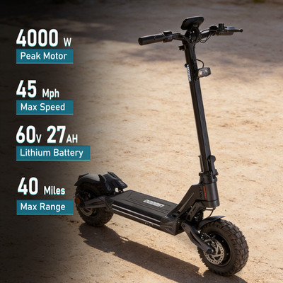 4000W Dual Motor Electric Scooter for Adults 45MPH 11'' Off-Road Tires E-Scooter