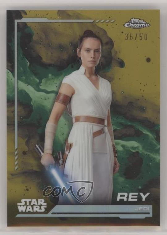 2024 Topps Chrome Star Wars Gold Refractor 36/50 Rey #112 5d8