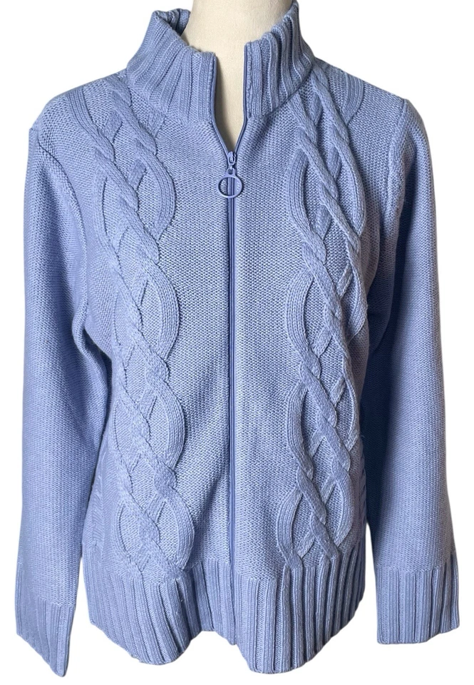 Cárdigan suéter de pescador tejido con cable para mujer mediano cremallera completa Foto 2 de 4