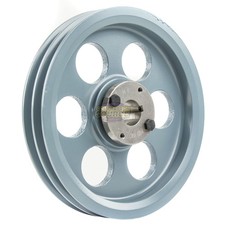 Cast Iron 8.25" Dual Groove Pulley 2 Belt A Section 4L with 1" Sheave Bushing