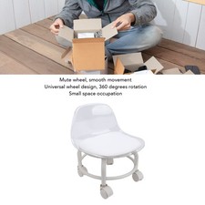 C-Low Rolling Stool With Wheels Back Support Small Acrylic Short Silent