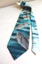 Dolphin Endangered Species Mens Necktie Silk Jacquard Tie Vintage 90s Ocean Gift