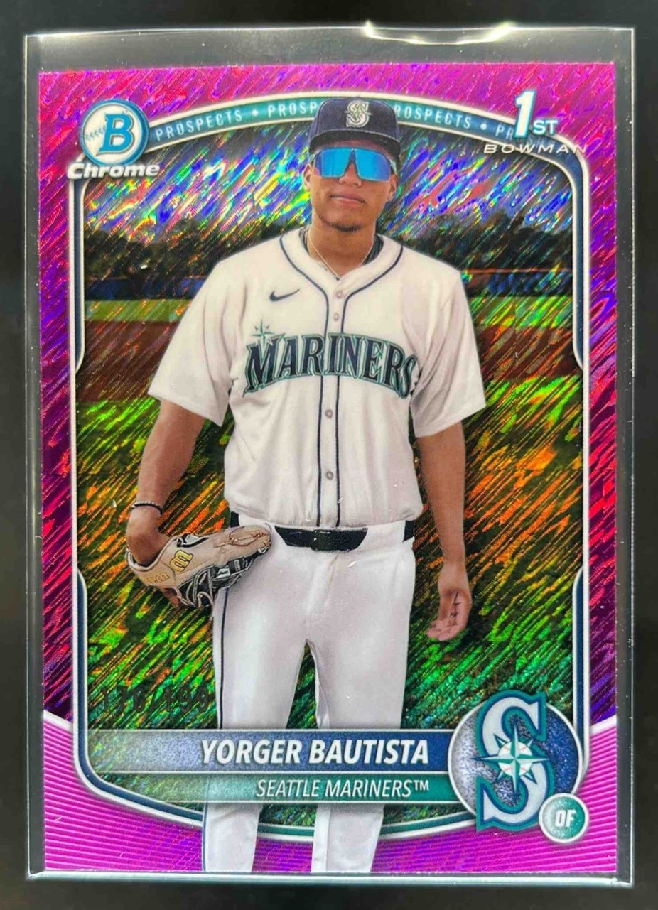 2025 Bowman Chrome Yorger Bautista Fuchsia Shimmer Refractor 1st Prospect #/299