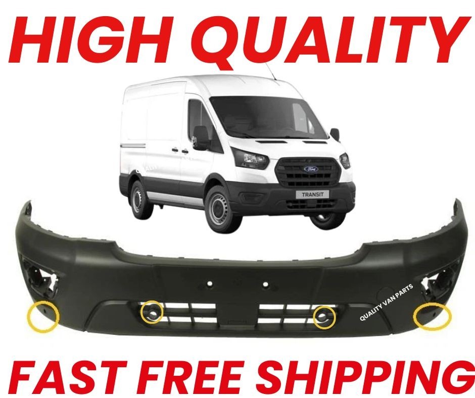 FORD TRANSIT 2019 ON MK8 FRONT BUMPER WITH SENSORS HOLES TEXTURED 