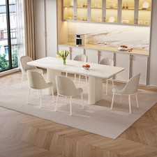 79" Rectangular Dining Table Cream Kitchen Table for Living Room, Dining Room