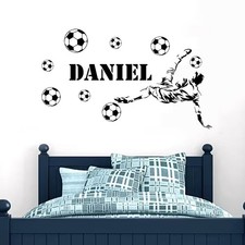 Personalised Football Player Wall Sticker Boys Bedroom Wall Art Vinyl Decal
