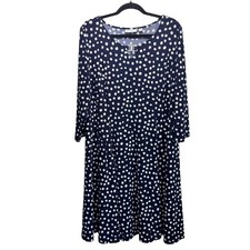 Susan Graver Liquid Knit Quiet Luxury Retro Polka Dot Twirl Worthy Midi Dress XL
