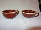 McCoy Pottery Brown Drip Glaze soup bowls with handles 6 1/4" diameter #137 USA