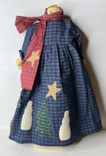 Primitive Rustic Country Decor Shelf Sitter Rag Doll Snowman Snow Woman 15"