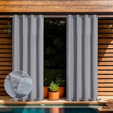 2er Set Outdoor Vorhang Oben Unten mit Ösen Außenvorhang Wasserdicht Winddicht