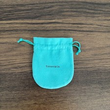 Tiffany Small Blue Fabric Jewelry Pouch Empty Drawstring Bag Apx. 4  X 3  