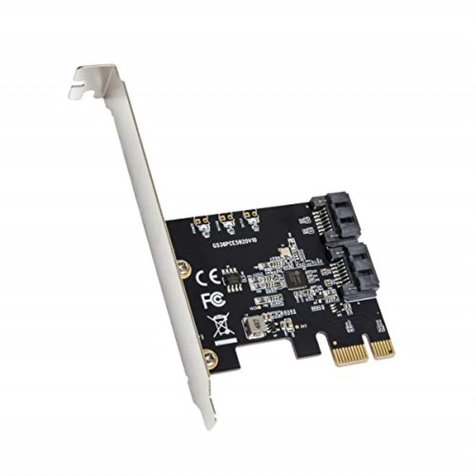IO Crest 2 Port SATA III PCIe 3.0 Card JMicron JMB582 6Gbps Hot Swap Support - Image 2 of 4